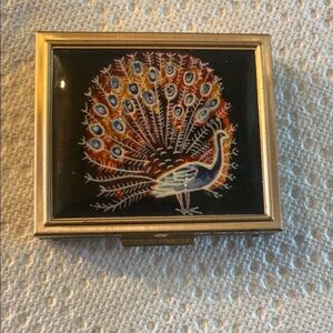 VTG Elegant Peacock Compact Mirror & MCM travel razor never used